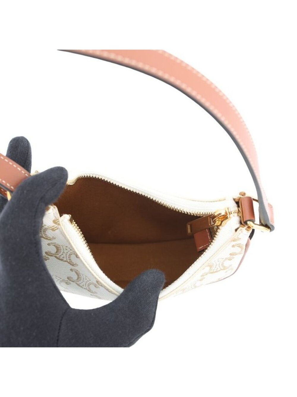 Celine Handbag Triomphe Ava Mini Calf Leather White - Picture 5 of 10